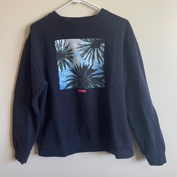 Palm Tree Black Crewneck Size Medium - Picture 1 of 3